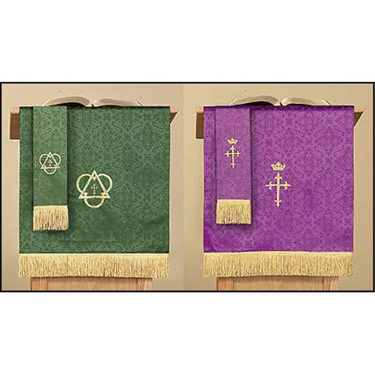 & Brands Cross, Pulpit Church Purple LC027 Christian Jacquard Supply Green Reversible with Scarf