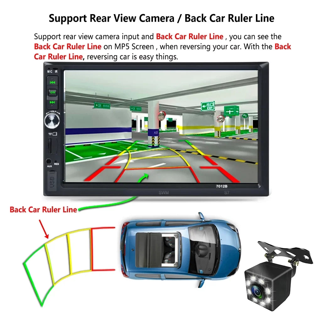 Bluetooth HD 7" Link(Both Radio Reverse and Android Car Touch Vehicle Mirror Din Support And Screen Stereo Camera Double IOS MP5 with System) Car