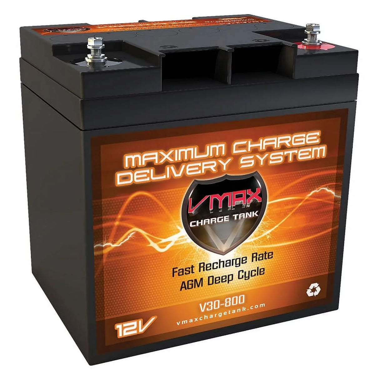 Trolling 30AH Cycle (6.5"Lx5"Wx7.2"H) 36lb Motors V30-800 Battery Thrust Deep for 12 Volt 12V VMAX 36 Pound AGM