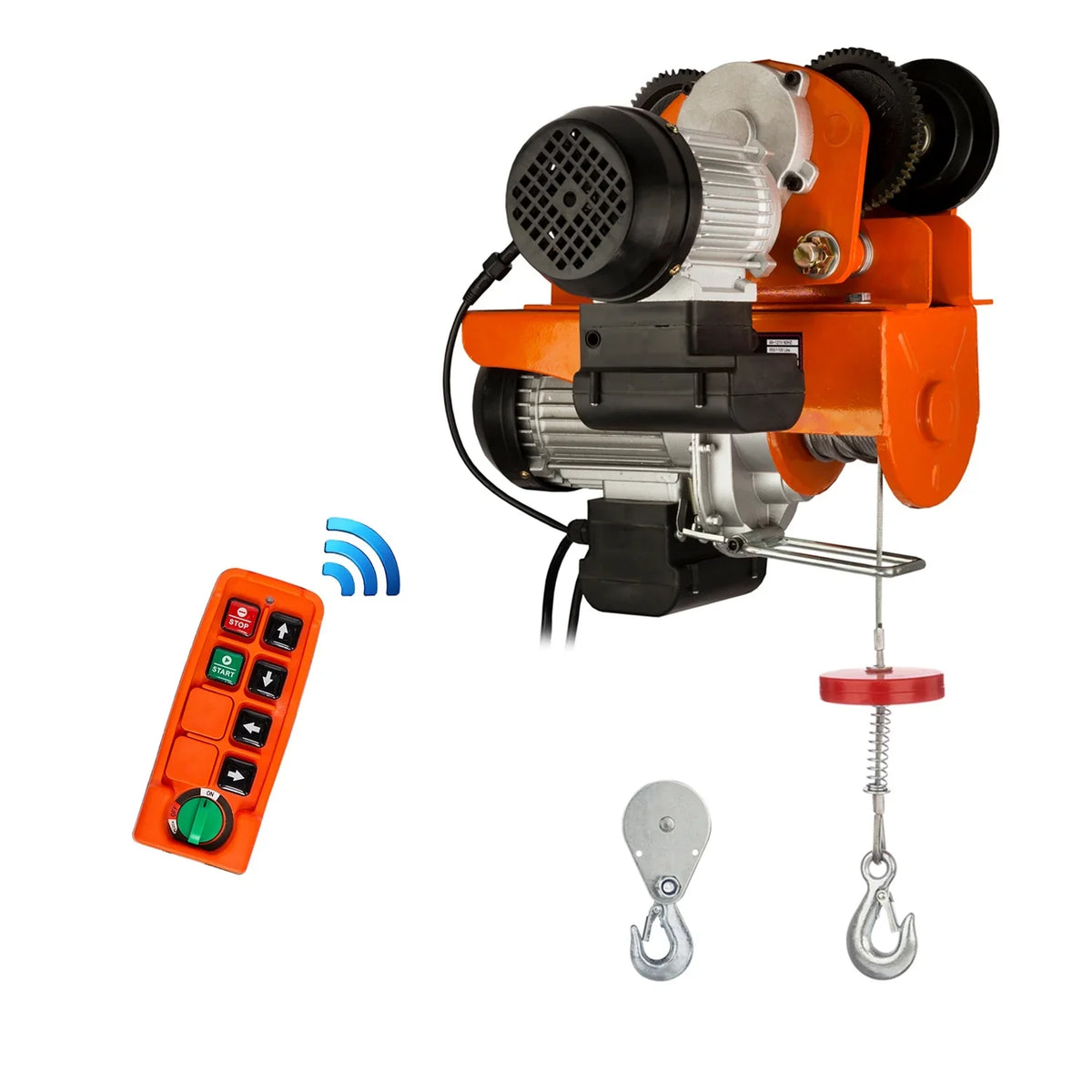 50/60HZ 1100 Emergency w/ Hoist Stop 220~240V Rope lbs. 550 lbs. w/trolley Wireless / Prowinch Electric