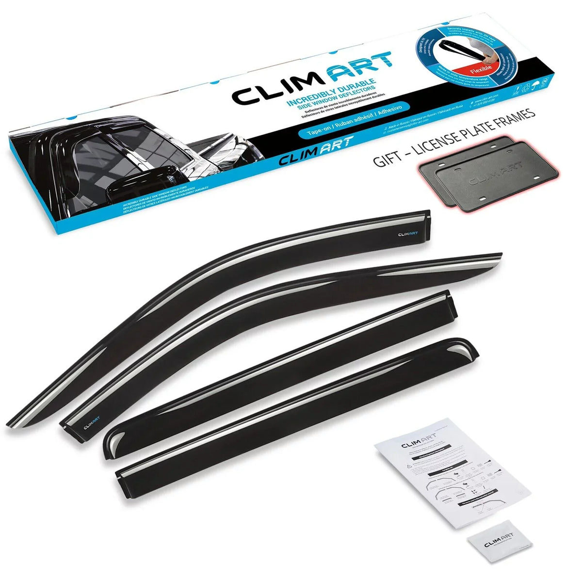 Truck 1500 Durable Incredibly Compatible ART Rain 419160 Vent Window Visors, Crew Silverado/GMC with Sierra Guards Window Tape-on 2019-2024 Cab, (Chevy) Chevrolet CLIM 4pcs- Accessories, Deflectors,