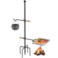 Perfect for and Handle, Mr and Camping IRONSTONE Swivel Height Adjustable Cooking - - Grate Barbecue, Duty Steel, Outdoor Heavy Campfire Rotation Grill