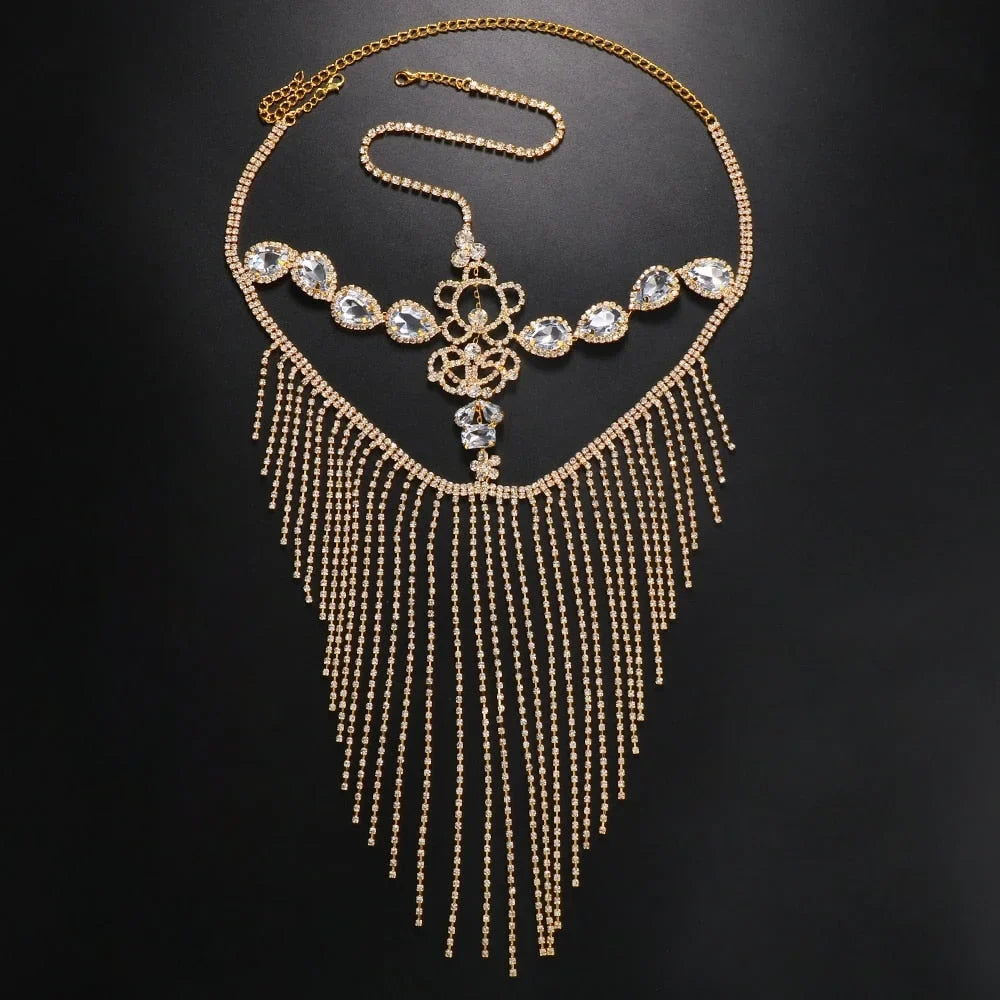 Masquerade Mask Tassel Hair Women for Mask Face Crystal Party Face Rhinestone Chain Halloween Jewelry