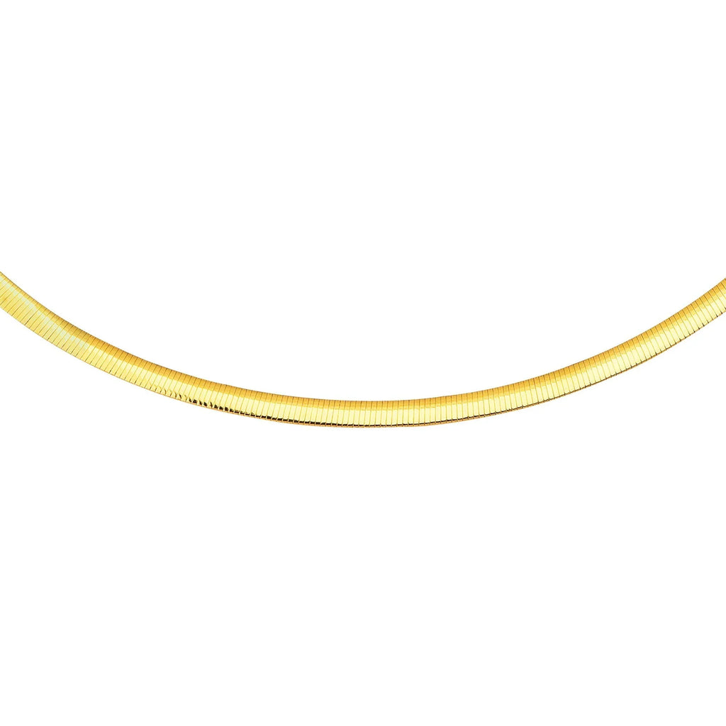 Silver JewelStop 2-Tone 18 14K 4mm Chain Omega And Sterling Domed Yellow Gold Inches Reversible Gold