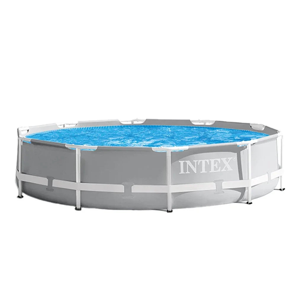 10' 30" and Ground INTEX Maintenance Swimming Prism Pool x Frame Kit Above