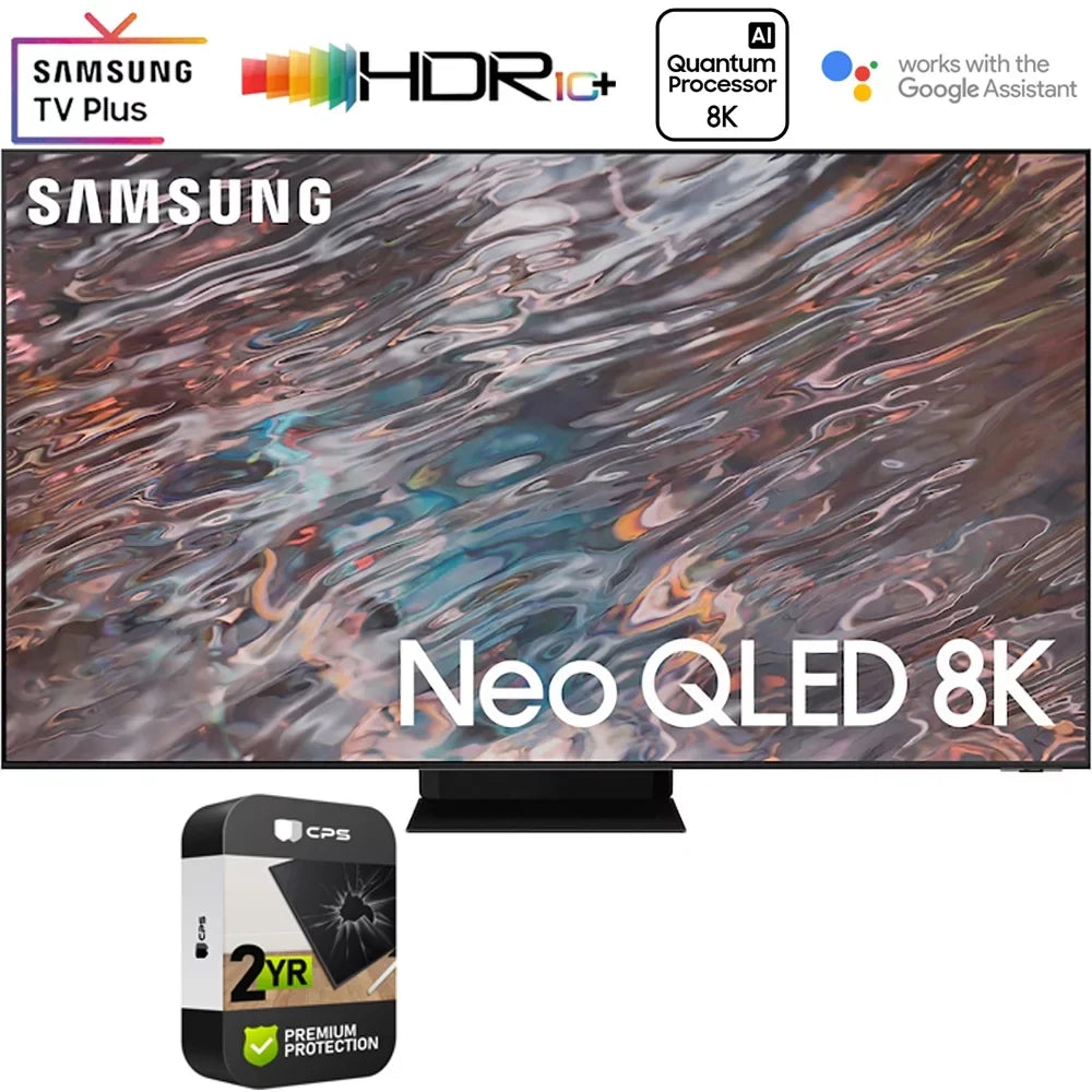 Plan QLED Smart QN85QN800A (2021) (Refurbished) 8K Premium Protection 2 Restored Inch Extended Year TV with Bundle Samsung Neo 85