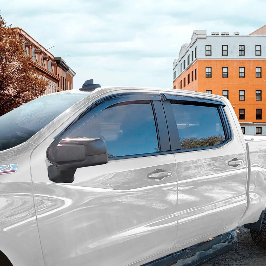 Truck 1500 Durable Incredibly Compatible ART Rain 419160 Vent Window Visors, Crew Silverado/GMC with Sierra Guards Window Tape-on 2019-2024 Cab, (Chevy) Chevrolet CLIM 4pcs- Accessories, Deflectors,