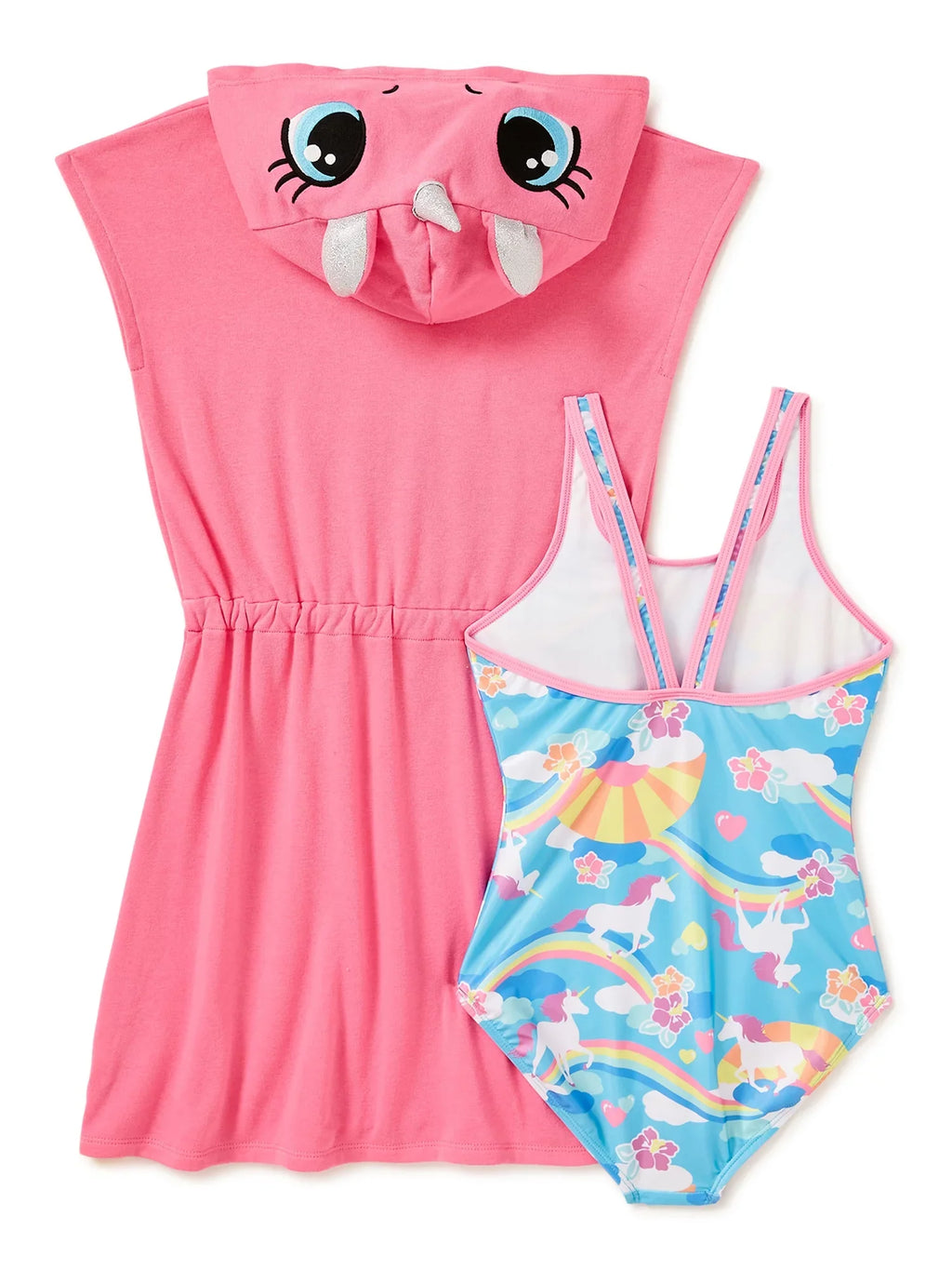 Sizes Set, & Girls Toddler Saint Cosplay Eve Swim Terry Swimsuit, 2T-4T 2-Piece Cover-Up One-Piece Unicorn