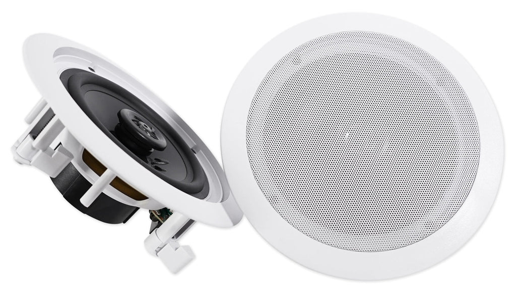 6.5" Receiver+(8) White LED Speakers Ceiling Theater Amp/Home Tube Rockville
