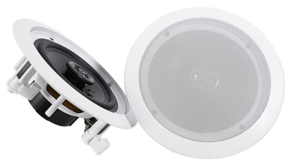 6.5" Receiver+(8) White LED Speakers Ceiling Theater Amp/Home Tube Rockville