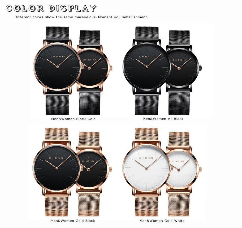 Watches Ladies Top Waterproof CHENXI Brand thin Quartz Fashion Lover Luxury Men Ultra Rose Watch gold Dress Woman Watch Elegant
