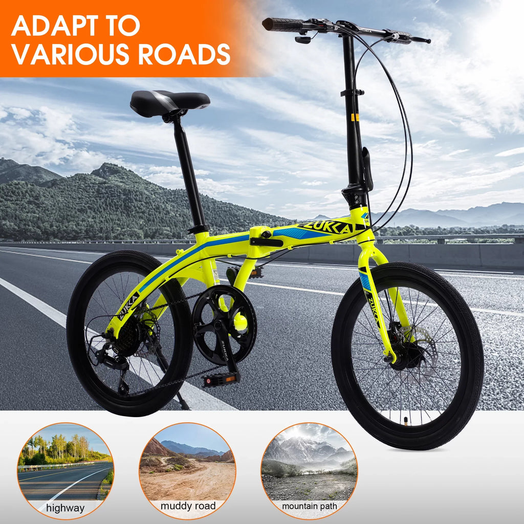 Bike, Frame, City Bike, Speed Yellow 8 Alloy Aluminium Folding 20"