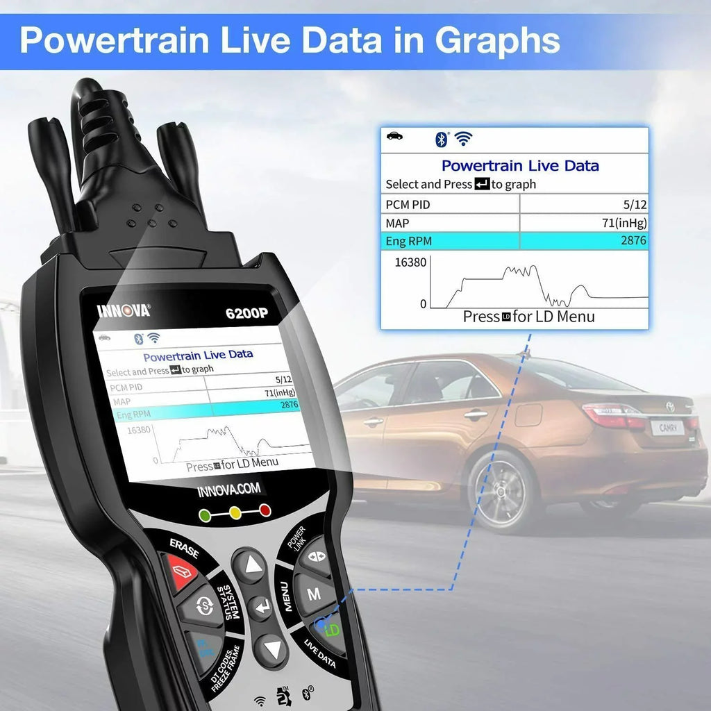 OBD2 Oil Scanner Bluettoth Reader INNOVA Diagnostic Registratio ABS Code 6200P Battery System Tool Full SRS