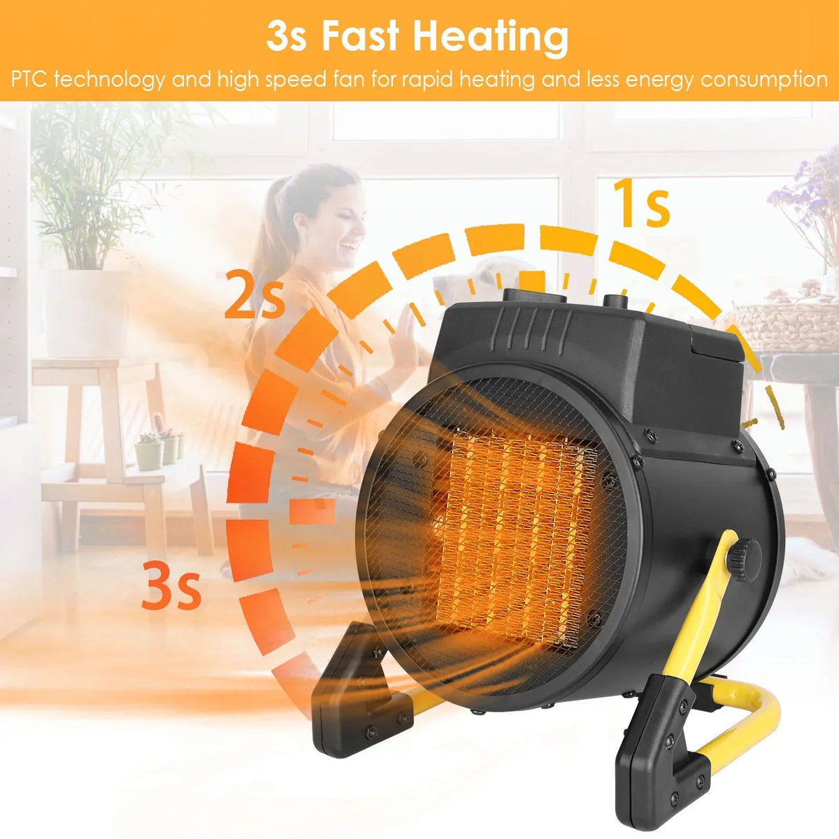 Bedroom Heater Protection Electric with Desk Personal Office Ceramic Adjustable Portable Overheat for Fan Temperature 1500W Heater iMounTEK Space