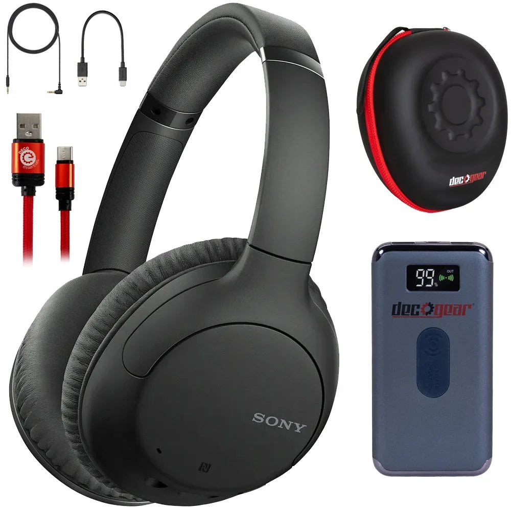 Bundle Headphones (Black) with Deco Gear Noise-Canceling Sony WH-CH710N Wireless Case