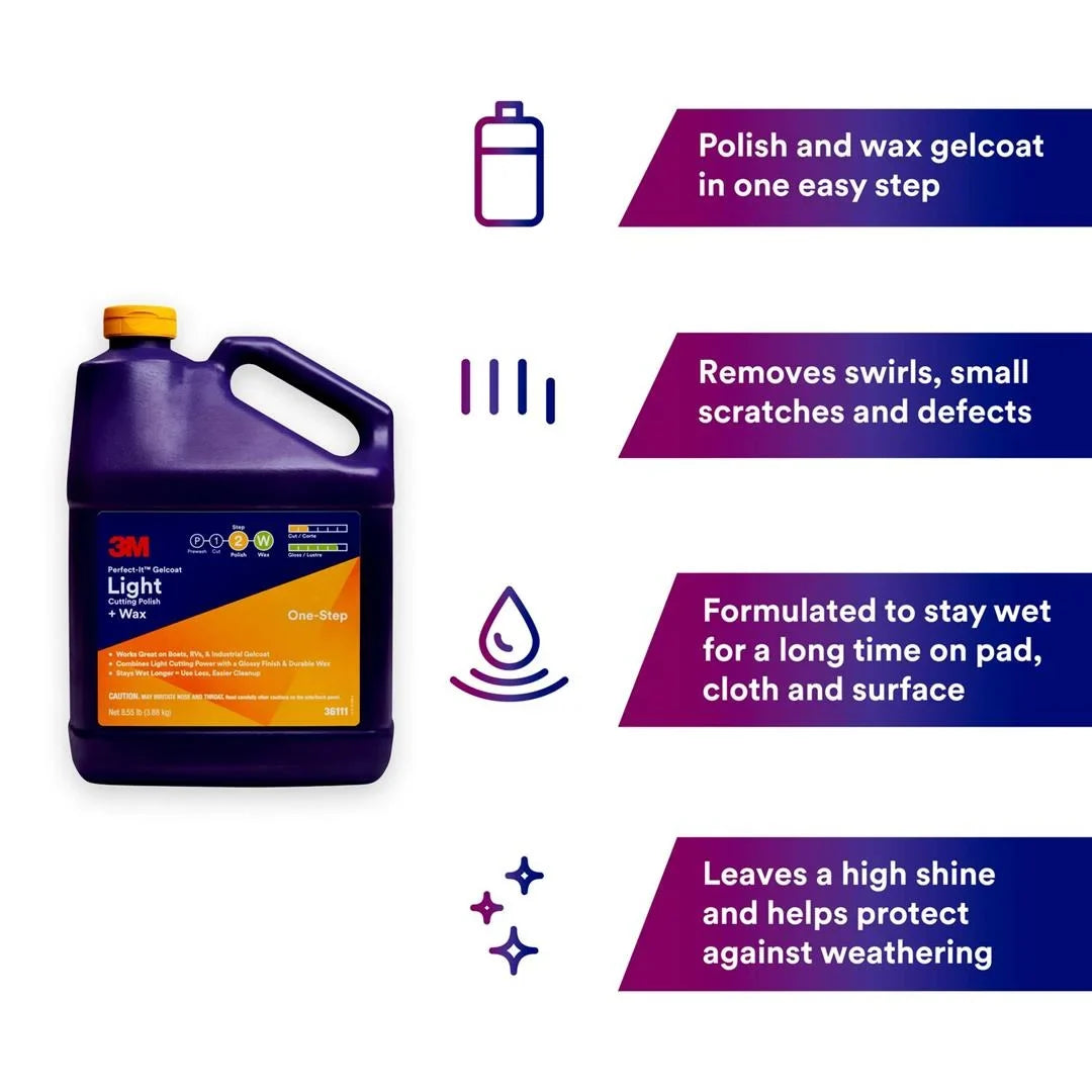 Polish-Wax 36111; Gallon 3M Light Gelcoat Cut