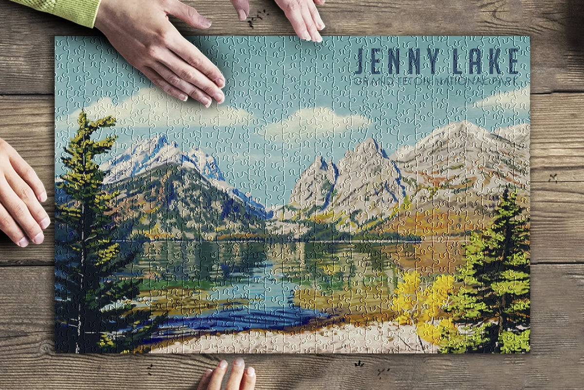 Teton Jigsaw Premium Painting inches, Jenny Family, Park, in 500 Wyoming, National Piece Lake, Oil (19x27 for Made Adults USA) Grand Puzzle and