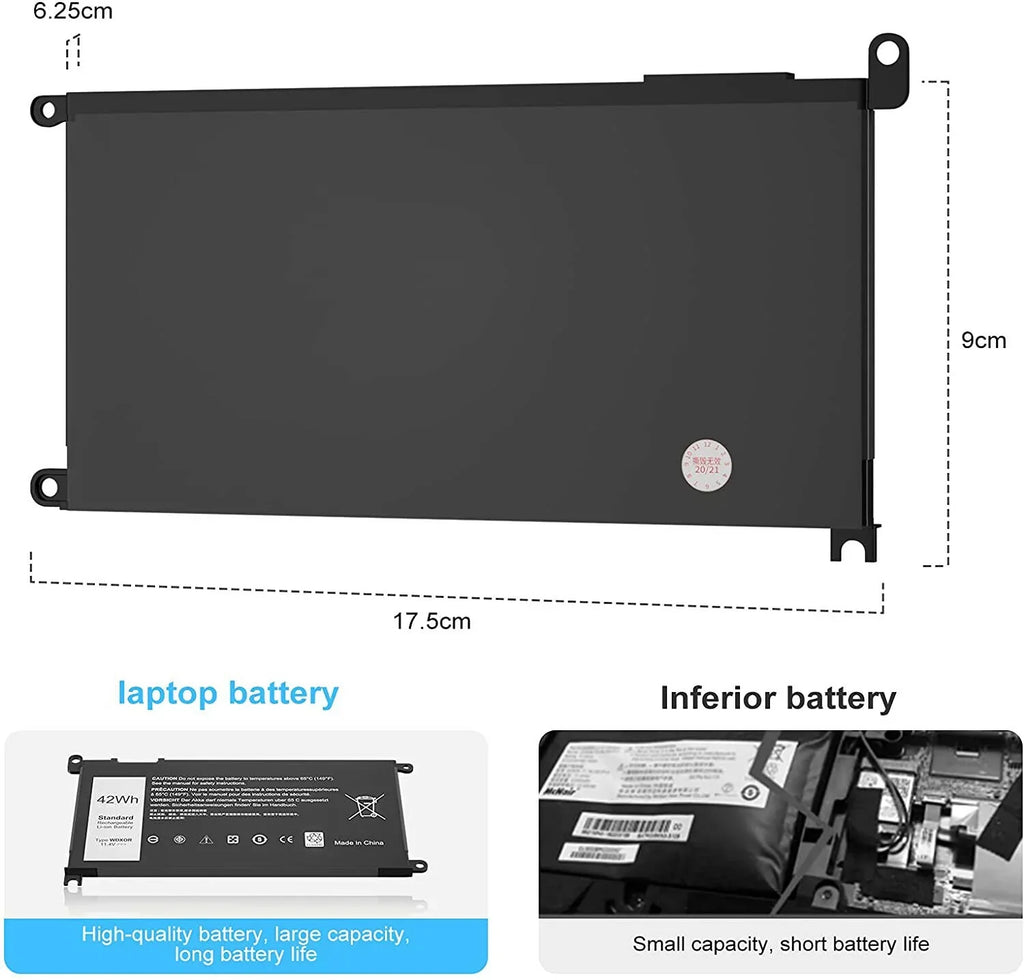 P69G P75F 5568 13 15 7368 DELL WDX0R 5567 WDXOR For Battery Inspiron 7569 5368