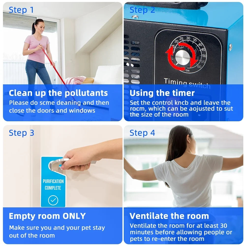 Ozone Pollutants Machine Glossy Dust - Finish & 41dB with Room Kydely Eliminate Steel Powerful Ozone Smoke,