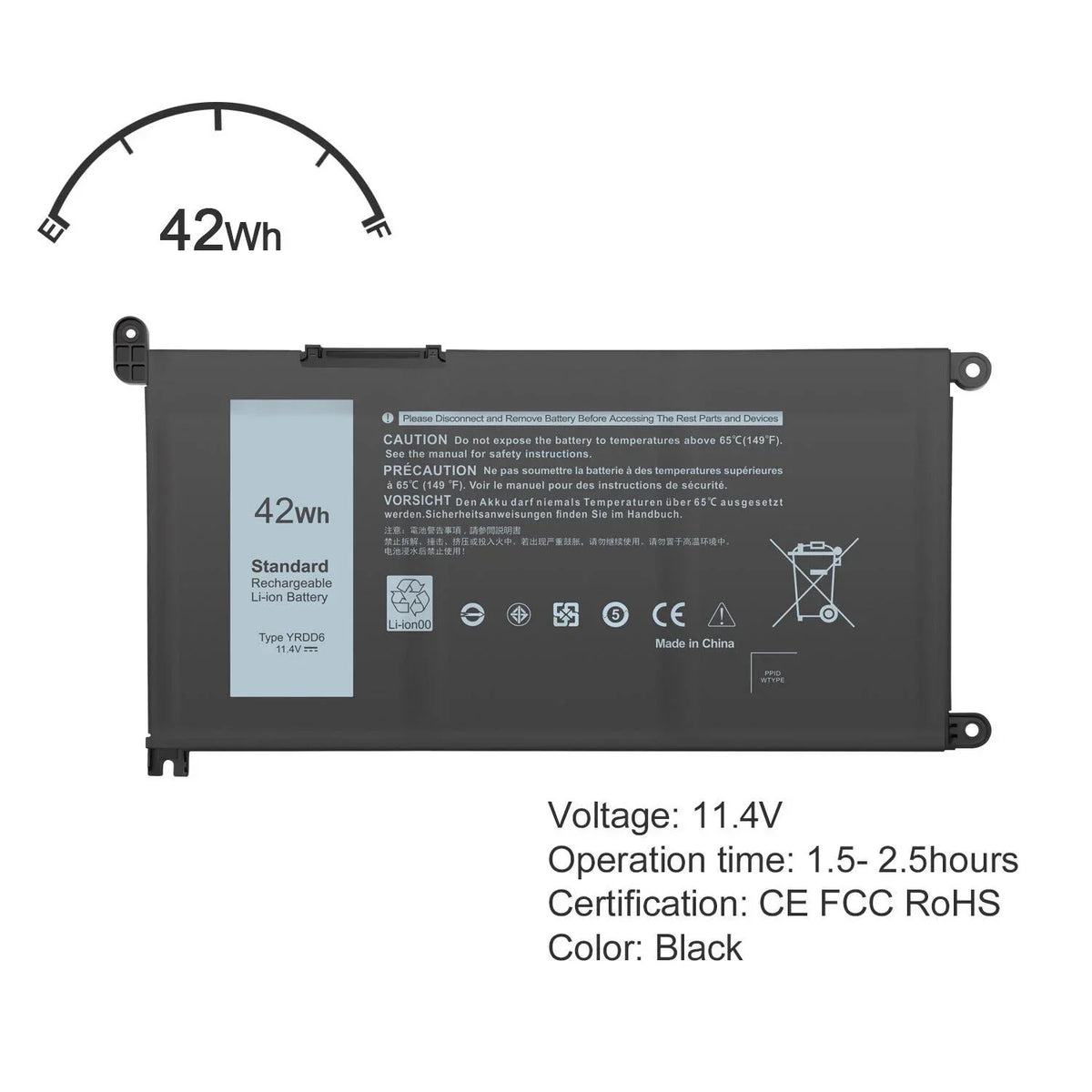 5481 5593 Inspiron for 1VX1H 5491 2-in-1 Battery 5493 5584 5590 5485 5482 YRDD6