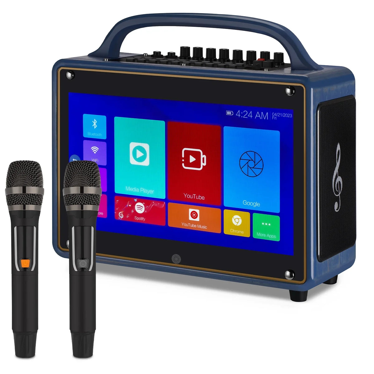 Touch Microphone/WiFi/USB/SD/PC/TV/Phones/HDMI Portable BT Karaoke Machine Adults&Kid,14”HD Screen/Android 12/4+64G,Support Loudspeaker for Streaming Systems Wireless