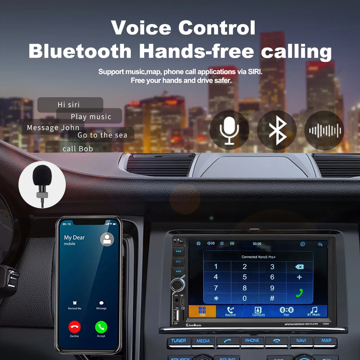 Auto Car Din AM/FM Apple Android Double Bluetooth [Wireless] Radio CarPlay Camera USB Touchscreen 7" Stereo Rear