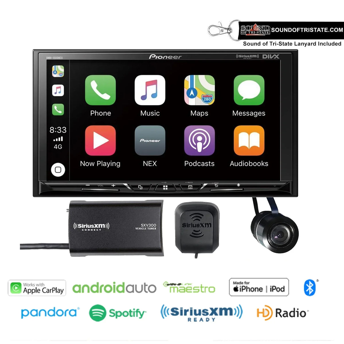 DMH-1500NEX SiriusXM and Camera Pioneer SXV300V1 Backup w/ Style 7" Tuner Bullet