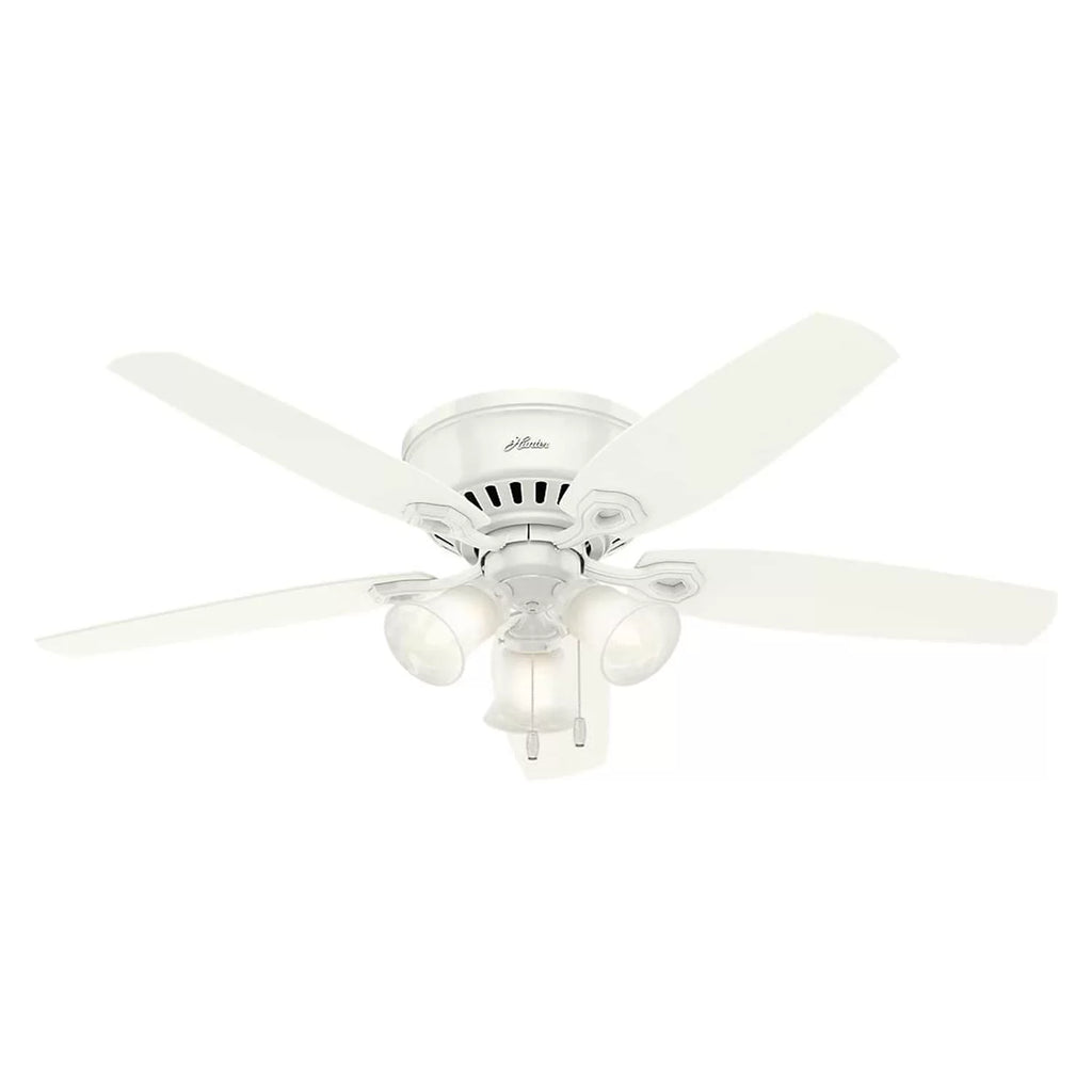 Chain, Snow 52" Profile White Pull w/ Fan Builder Fan Ceiling Low Hunter Company