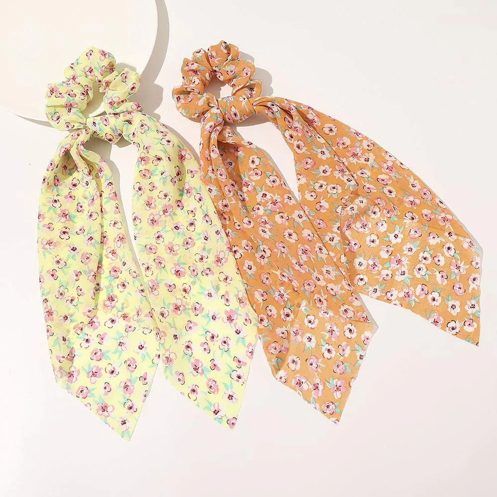 Packs Bowknot for Scrunchies, Dot Hair Scrunchy, Hair Satin Donut Daisy Ties Tails Silk Ponytail 3 Holder, Girls Elastics Long Flower Bands, Women Scarf (Style12) Polka Scarf Scarves, Hair