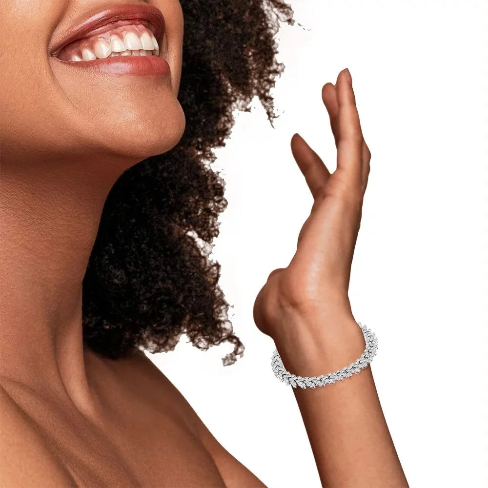 Link clarity) color, Miracle I3 Sterling Silver (I-J Diamond Wreath - Set Cttw Bracelet .925 7.25" Laurel 2.00