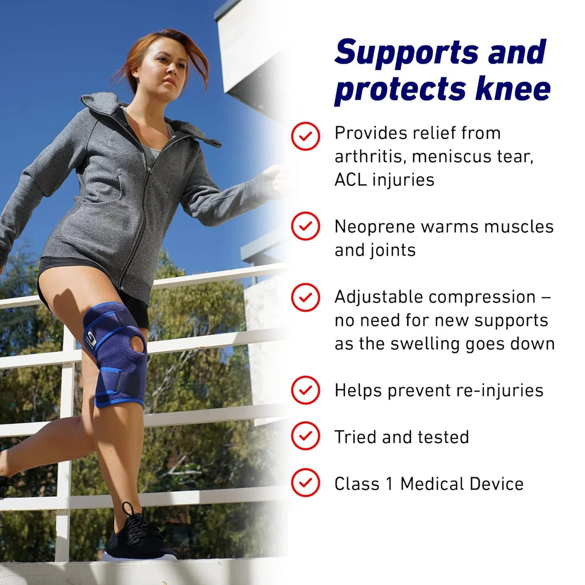 runners support Relief, Adjustable Knee Knee – Joint – Support, Knee Pain women Meniscus patella knee, Knee Arthritis, Neo-G Support and Patella men tear, injuries Compression - Open for for Pain