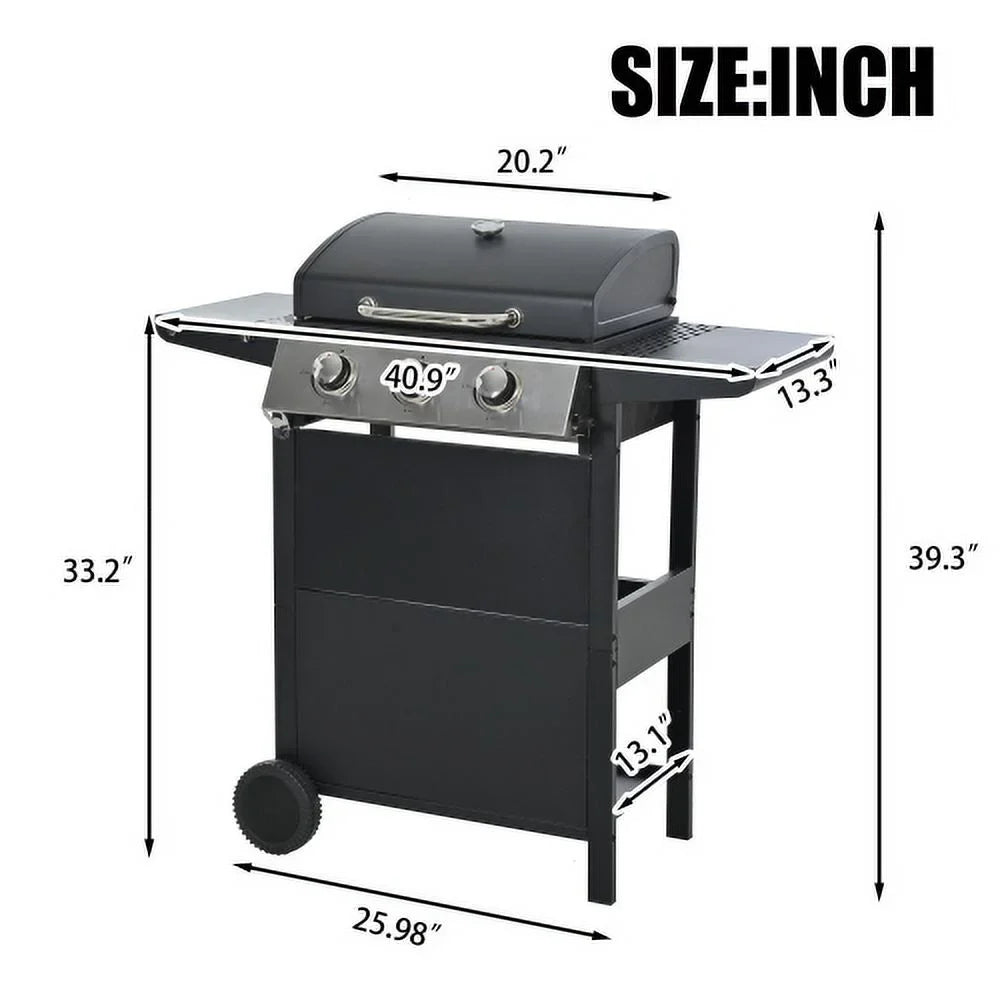 Outdoor 2 BBQ Garden for Propane Patio Shelves, Gas Portable Picnic Wheels, Grill, Backyard Lid, Steel with Top Grill Forclover and Side Cover 3-Burner Stainless