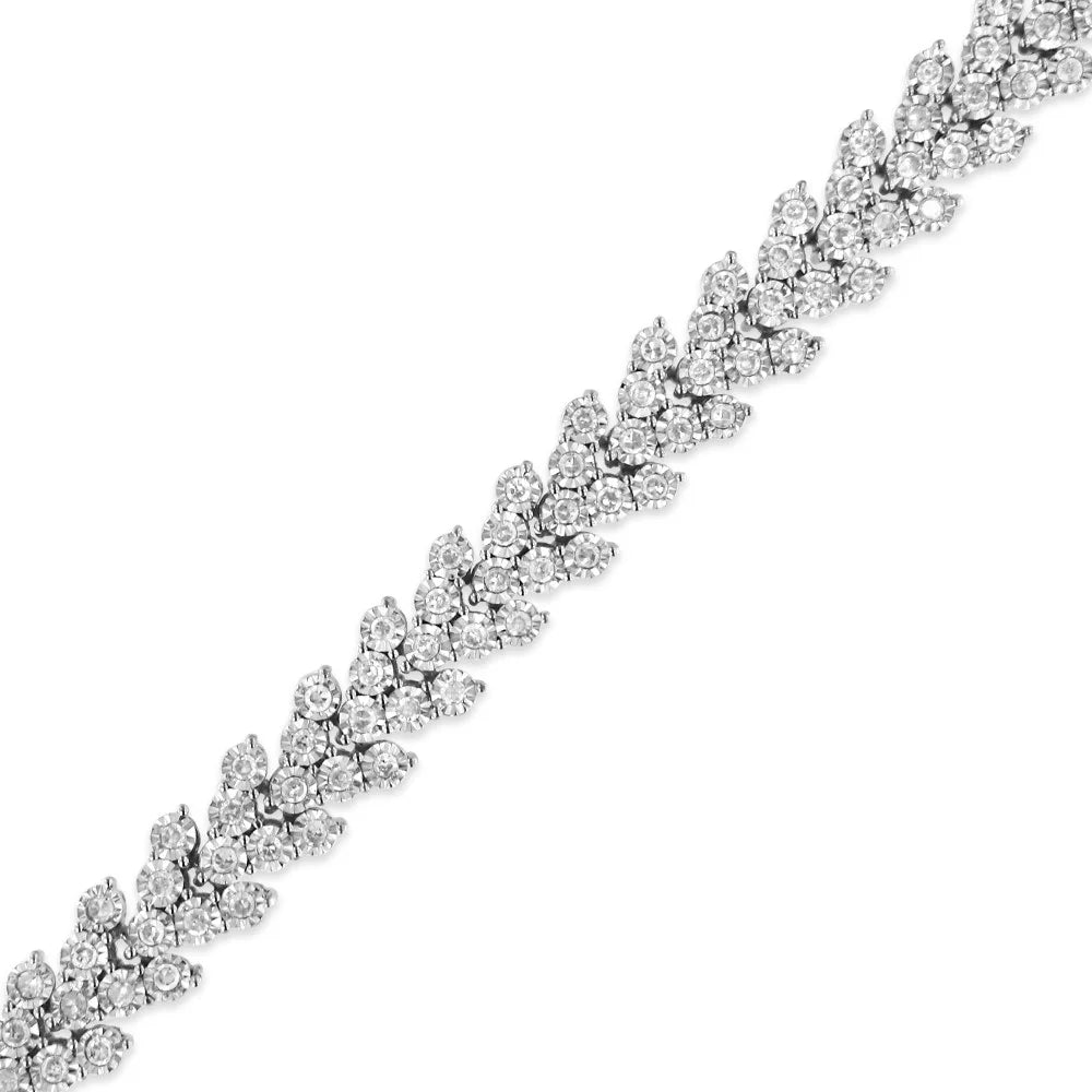 Link clarity) color, Miracle I3 Sterling Silver (I-J Diamond Wreath - Set Cttw Bracelet .925 7.25" Laurel 2.00