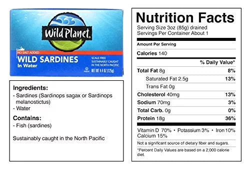 4.375 In Water - - Sardines 12 Oz. Of Case Wild Planet