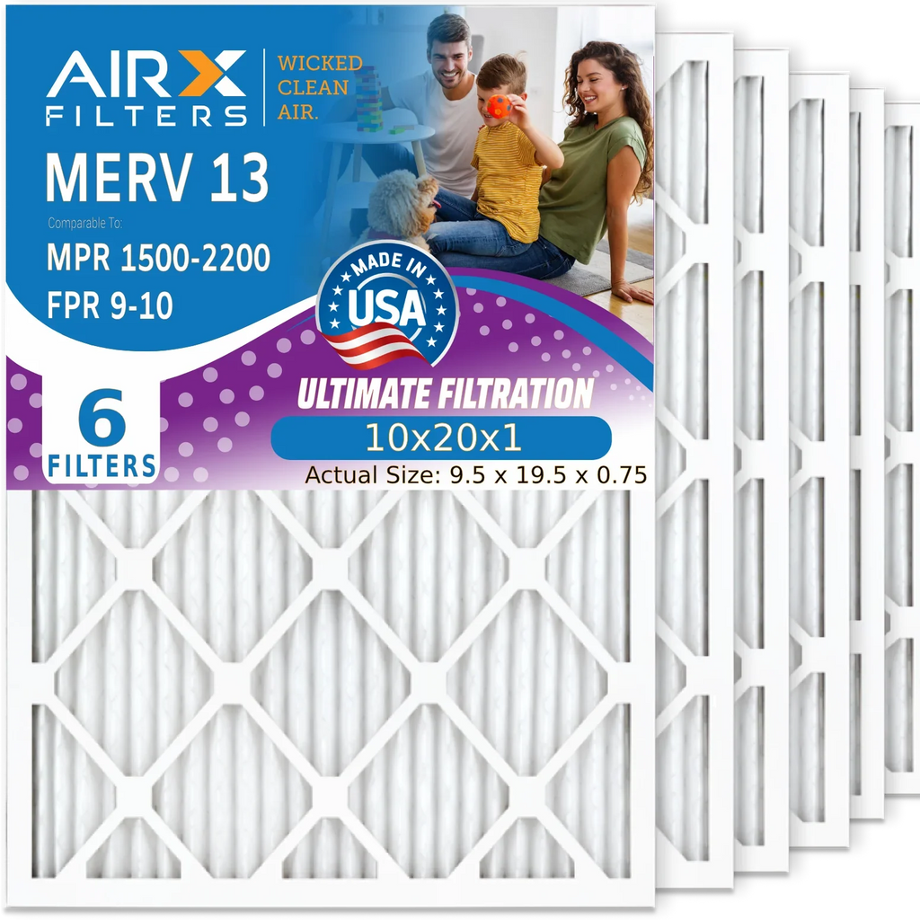 9 by Made Filter Air Pack 2200 Premium HVAC FILTERS - 6 AIR. CLEAN Comparable Furnace 1500 AIRX AC Filter Air 10x20x1 Pleated FPR Conditioner Electrostatic 13 Filters 10x20x1 MERV MPR to WICKED USA &
