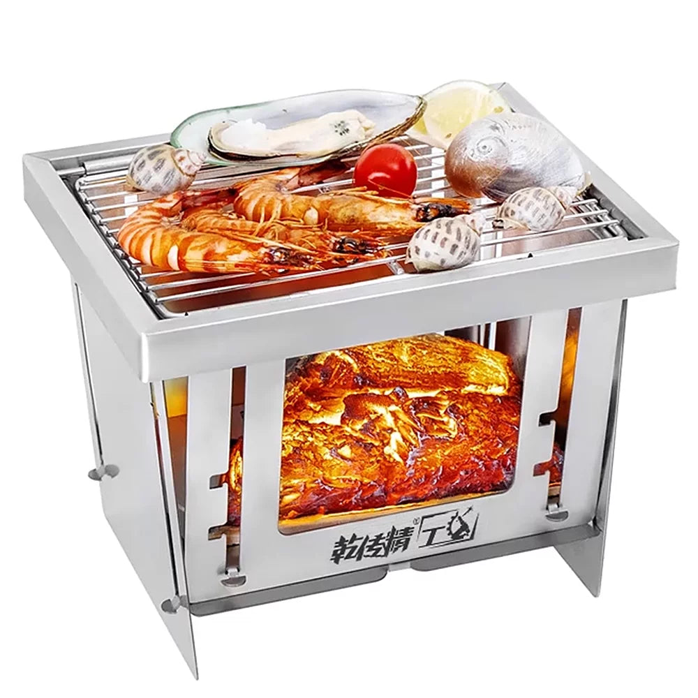 Picnic Stainless Park Use Steel Burning For MABOTO Camping Windproof Outdoor Folding Home Grill Tool Grill Portable BBQ Wood Camping