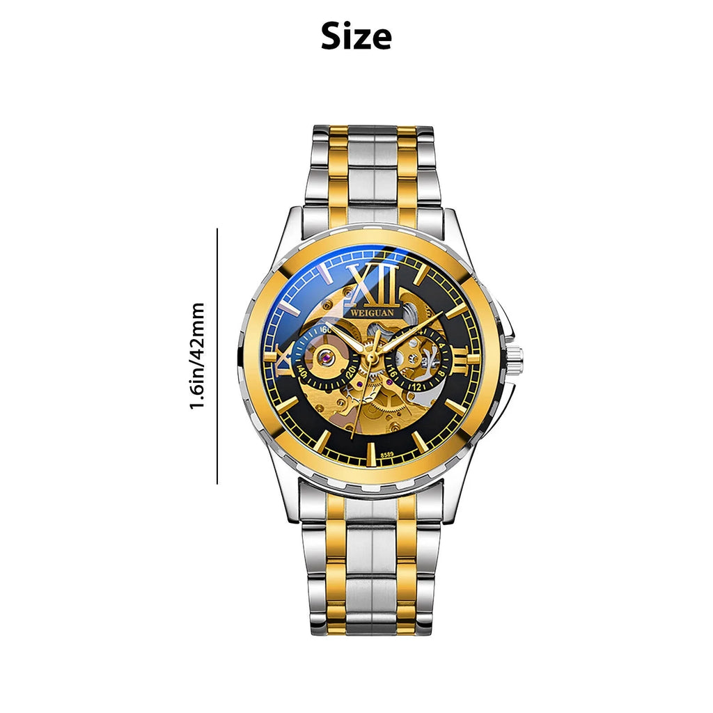 Skeleton Steel Hollow Luxury Men's Stainless Watch Mechanical Business Automatic