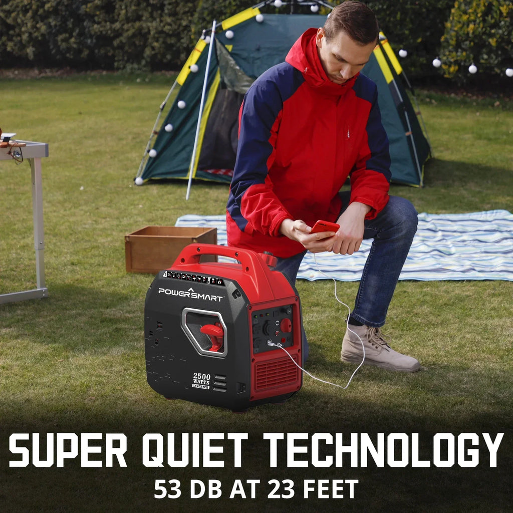 PowerSmart for Camping Gas 2500W Shutdown, Lightweight Inverter Oil Generator，Super Quiet，Low Portable Ultra
