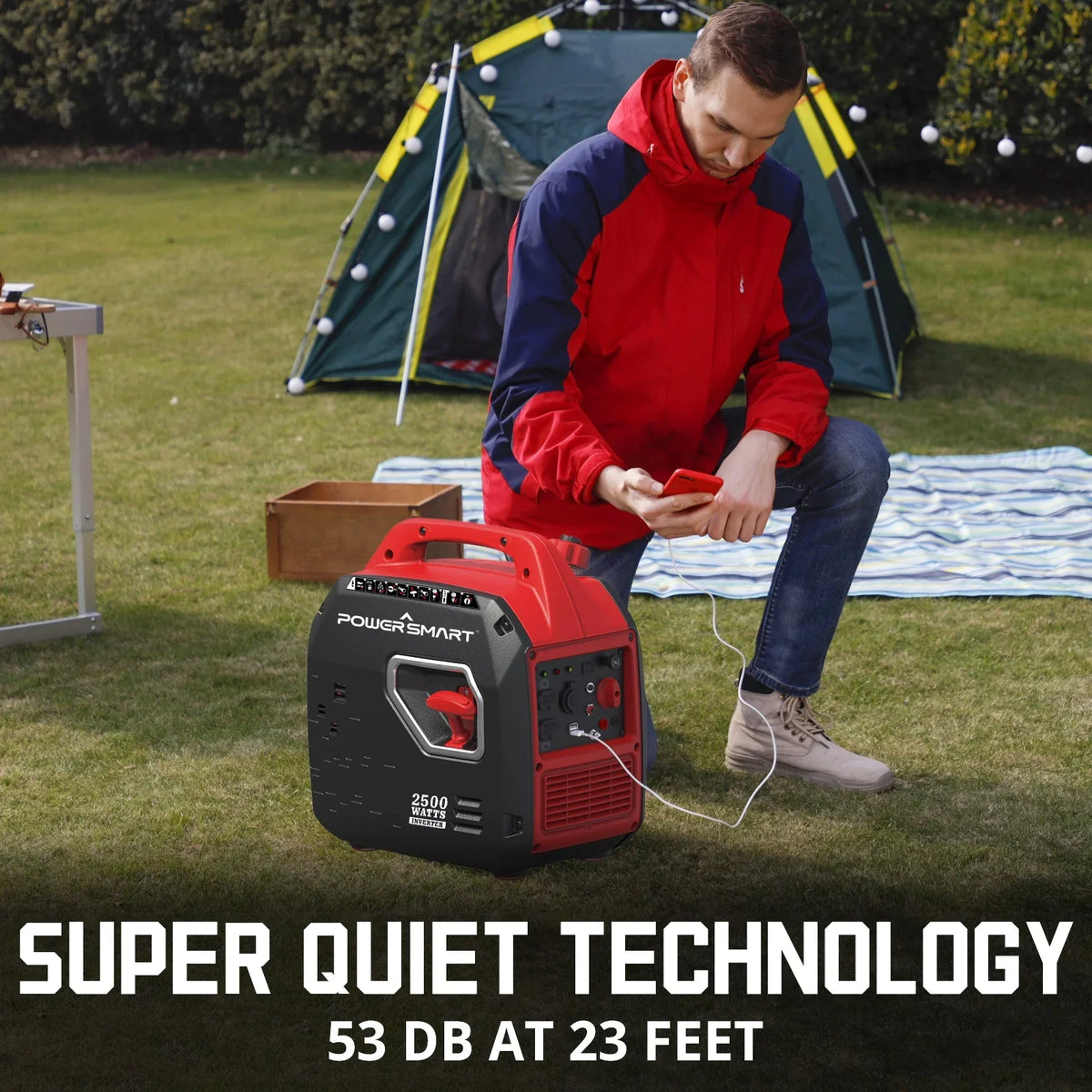 PowerSmart for Camping Gas 2500W Shutdown, Lightweight Inverter Oil Generator，Super Quiet，Low Portable Ultra