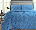 Microfiber Plush 1000 Fluffy King Siliconized Shell Mediterranean Fill Comforter Insert & With GSM Premium Egyptian Blue Soft Piping 300 Pinch Pillowcases Matching Super Cotton Duvet Count with Thread