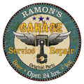 RAMON'S Garage Cave Decor 14" Wall Round Home Metal Sign Man 100140027218