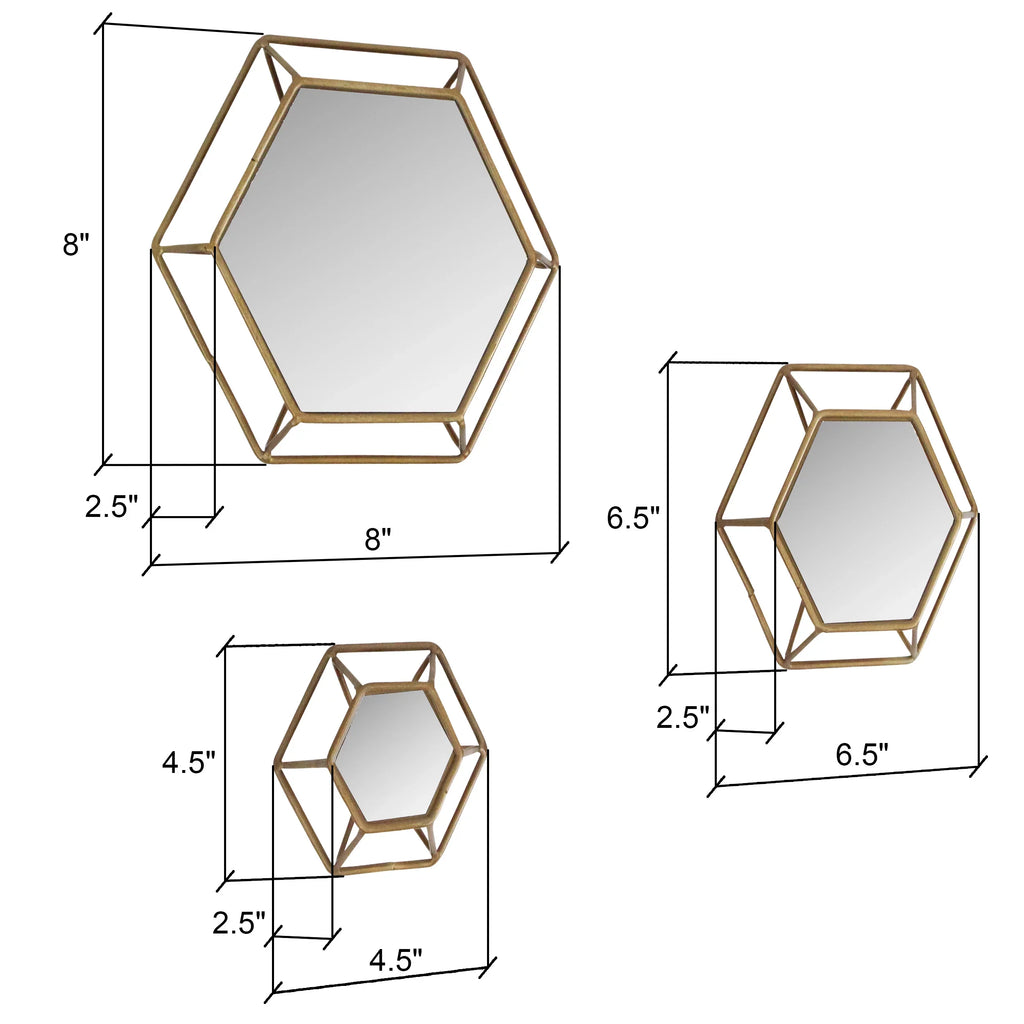 3) Wall Shanton Aspire of Brass(Set Mirrors Hexagonal by
