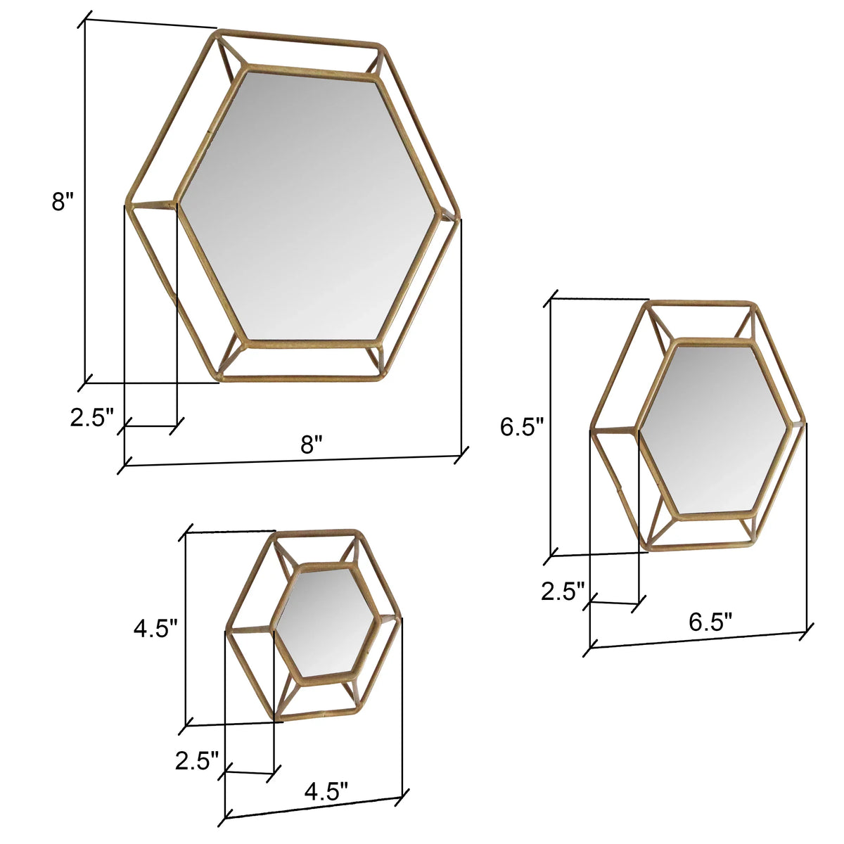3) Wall Shanton Aspire of Brass(Set Mirrors Hexagonal by