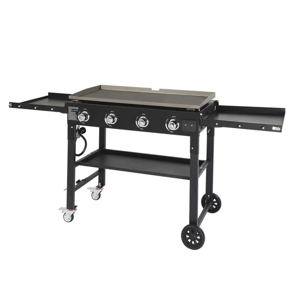 Spice Rack, Shelves Stainless with Grill Picnic Barbecue Propane Garden SYTHERS Backyard Grill Gas Steel 4-Burner for Patio Outdoor Foldable BBQ Cooking & Side
