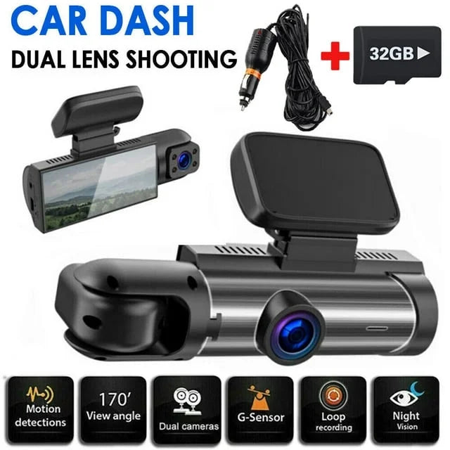 Video Xhy DVR Car 1080P or Night Cam Motion G-Sensor, Driving Dash Dual Inside Front Vision Lens Detection Camera HD Recorder