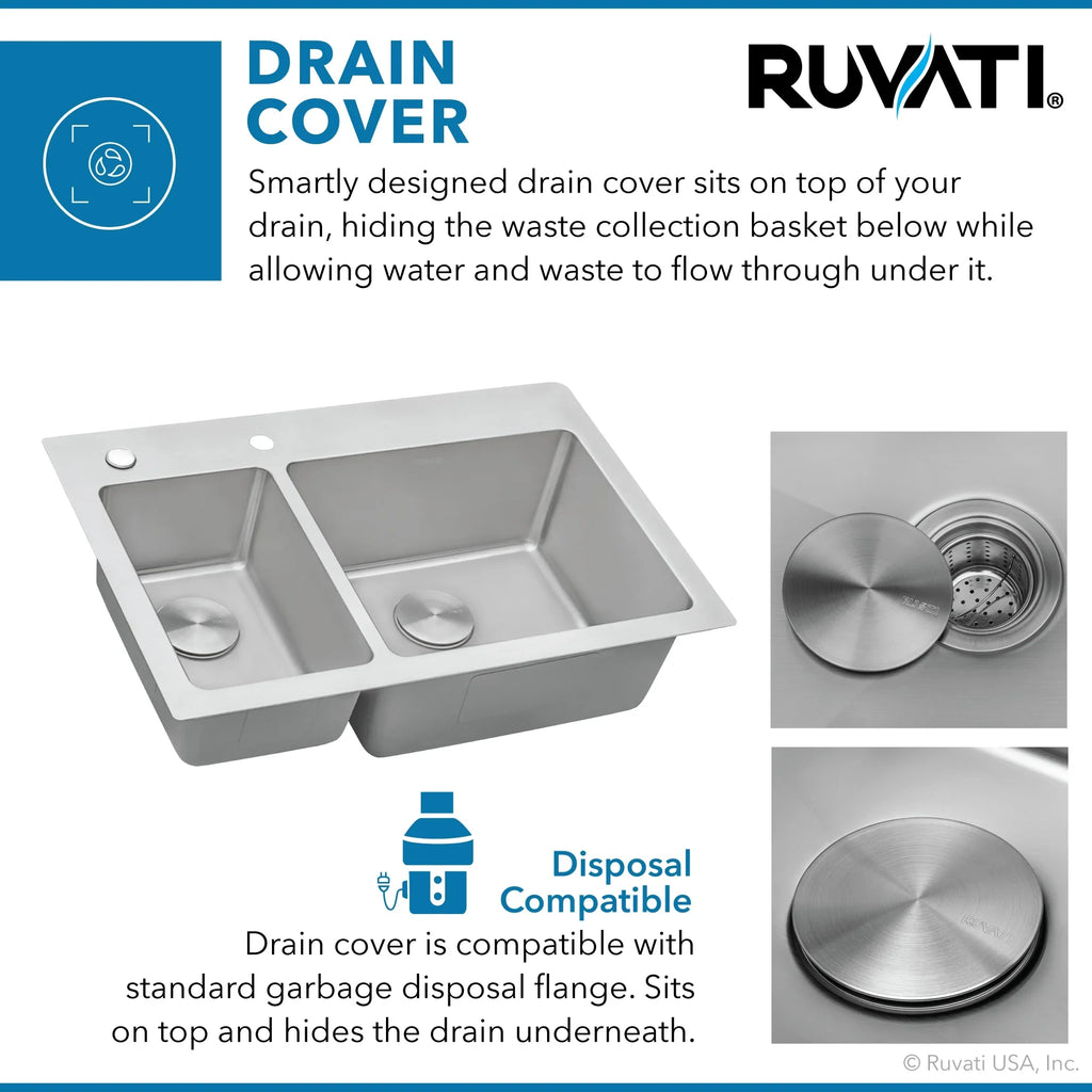 Topmount 22 x Ruvati 16 Gauge Kitchen Drop-in RVM5176 inch 33 Sink