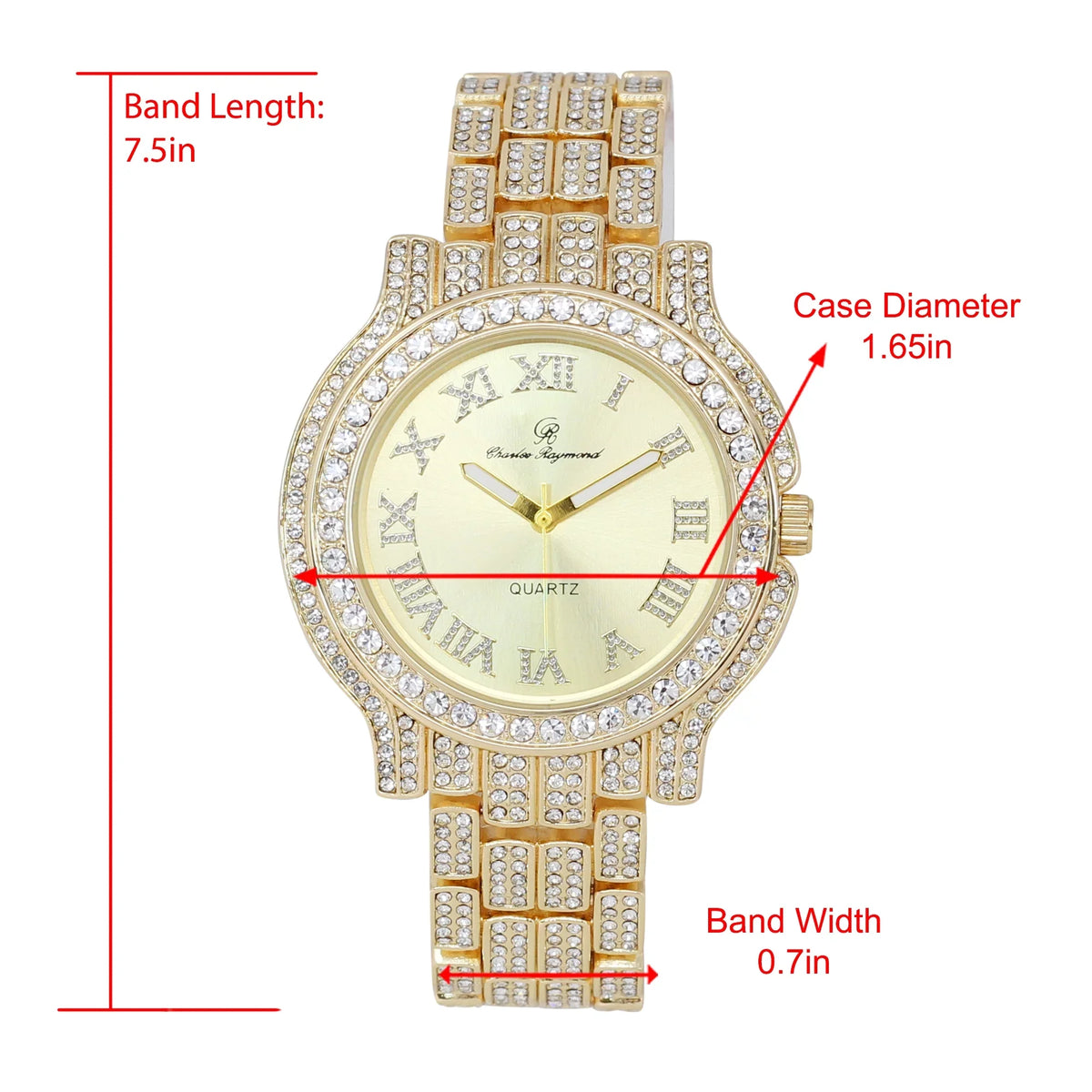 Out Women's a blinged-Out Timeless Iced Testament Glamour Classic-GLD) Crystal Luxury Diamonds Beauty True Watch, to and (L0504LA-T