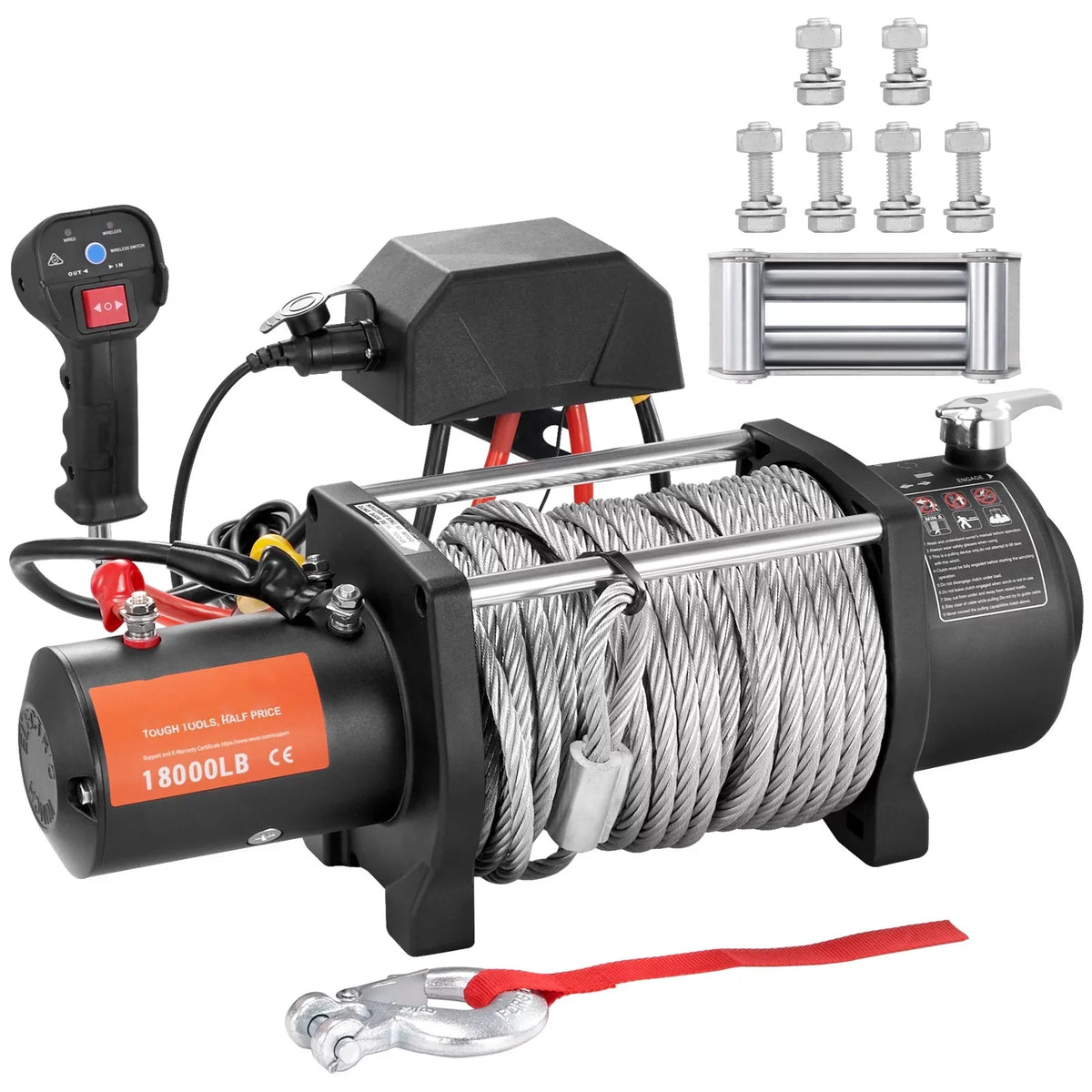 12V Wireless Electric Load 18,000 ATV IP67 Winch, Winch lb Winch, 85ft BENTISM Steel Rope Capacity Remote Handheld with
