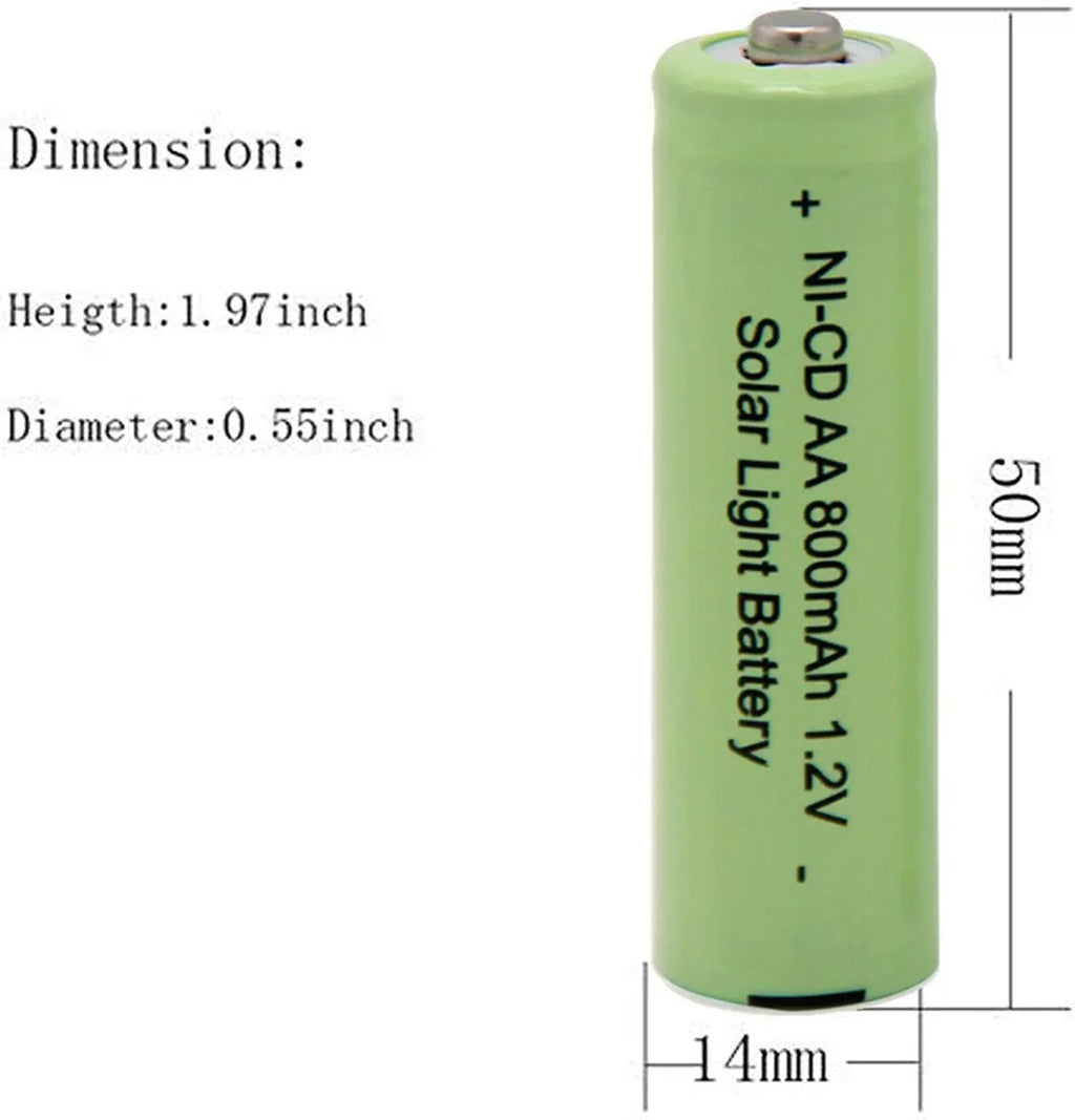 Lights, Remotes, AA NiCd Batteries Outdoor 800mAh Solar Light for 1.2V Mice Garden Rechargeable Batteries BAOBIAN (8 Solar PCS)