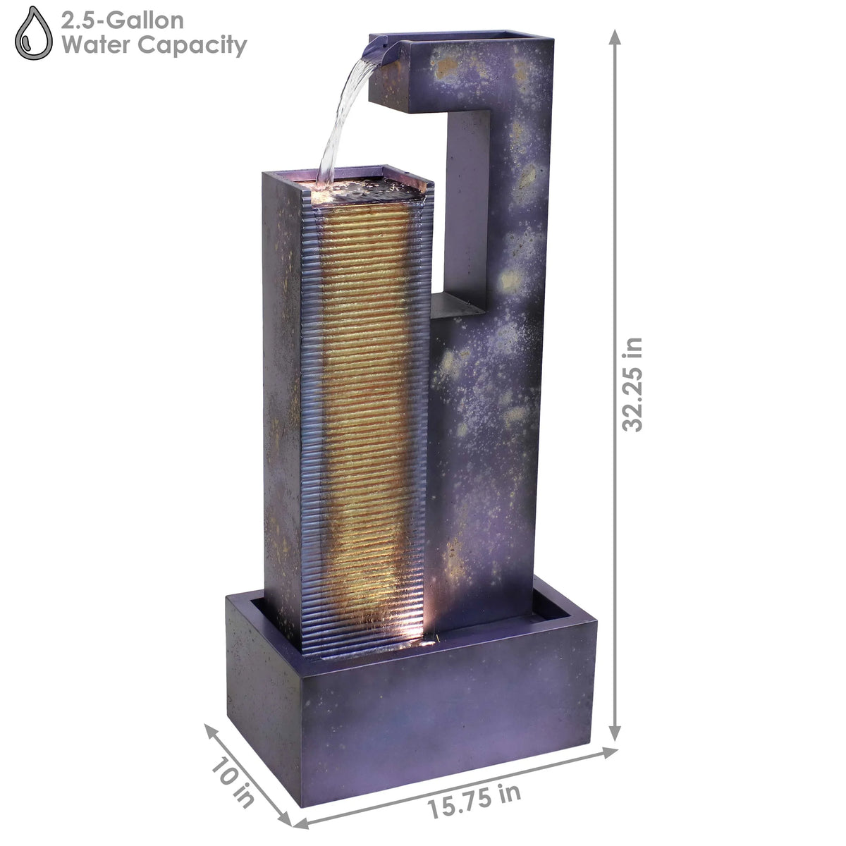 LED Metal Cascading Sunnydaze Outdoor Fountain - Tower with 32" Lights